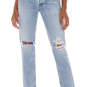 AGOLDE Jamie High Rise Skinny Jean Size 27 100% Cotton Distressed Light Wash
